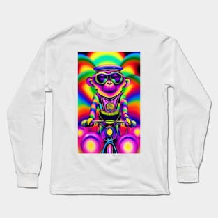 Monkey Riding Bike Long Sleeve T-Shirt